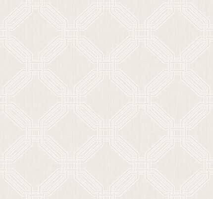 Interlocking Octagons with Raised Inks | Whites and Off Whites Geometrics Wallpaper for Office, Accent Wall, and Bedroom