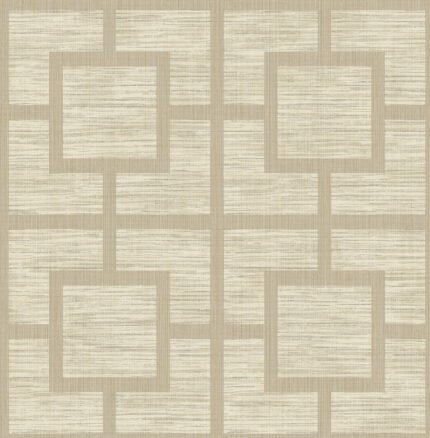 Screen on Grass Faux with Textile Strings | Warm Neutrals and Beiges Asian and Chinoiseries Wallpaper for Half Bath, Hallway, and Nursery
