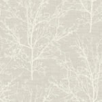 Branch Silhouettes | Cool Neutrals Trees and Leaves Wallpaper for Office, Nursery, and Entryway
