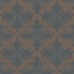 Skyline Damask | Coppers and Bronzes Damasks and Scrolls Wallpaper for Bedroom, Half Bath, and Kitchen