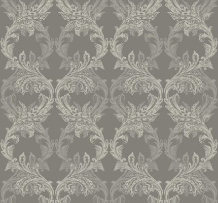 Skyline Damask | Grays Damasks and Scrolls Wallpaper for Living Room, Office, and Kitchen
