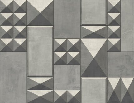3D Grid | Silvers and Pewters Geometrics Wallpaper for Office, Accent Wall, and Half Bath