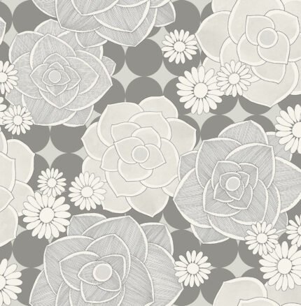 Skyline Flowers | Grays Florals, Botanicals and Tropicals Wallpaper for Bedroom, Office, and Half Bath