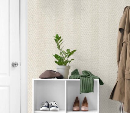 Throw Knit - Almond Cream | Warm Neutrals and Beiges Textures Wallpaper for Bedroom, Entryway, and Half Bath
