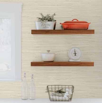 Fine Arrowroot - Shadow | Cool Neutrals Textures Wallpaper for Hallway, Nursery, and Living Room