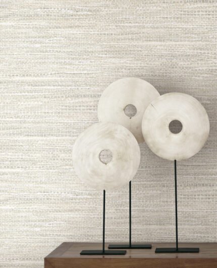 Weave - Fog Grey | Grays Textures Wallpaper for Kitchen, Half Bath, and Bedroom