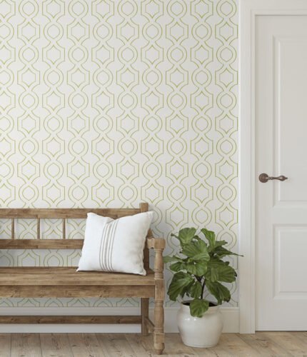 Handdrawn Geometric - Lemongrass | Greens Geometrics Wallpaper for Office, Accent Wall, and Kitchen