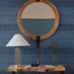 Tribal Stripe - Naval Blue | Blues Ikat, Shibori and Watercolor Wallpaper for Hallway, Half Bath, and Entryway