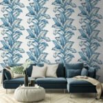 Big Leaf - Blue Knoll | Blues Florals, Botanicals and Tropicals Wallpaper for Office, Hallway, and Living Room