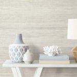 Stria - Fog Grey | Grays Ikat, Shibori and Watercolor Wallpaper for Living Room, Nursery, and Kitchen