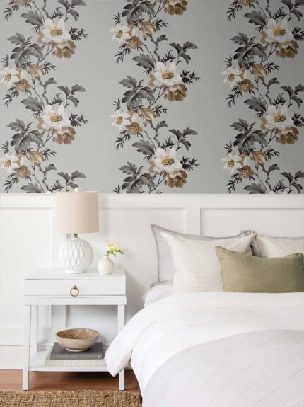 Flower Stripe - Lunar Grey