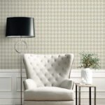 String on Houndstooth | Warm Neutrals and Beiges Plaids, Checks and Stripes Wallpaper for Powder Room, Bedroom, and Kitchen