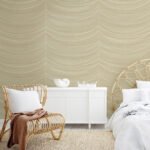 Aura Beads - Beige, Bronze, and Glitter | Warm Neutrals and Beiges Textures Wallpaper for Kitchen, Hallway, and Entryway