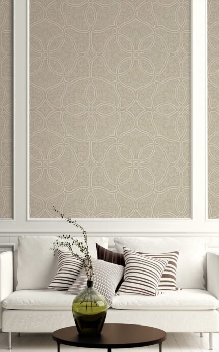 Aura Persian Allover - Taupe and Ivory | Browns and Taupes Geometrics Wallpaper for Office, Accent Wall, and Hallway
