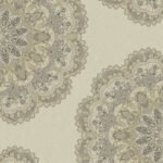 Aura Lace Medallion - Gold and Charcoal | Grays Medallions Wallpaper for Entryway, Bedroom, and Nursery