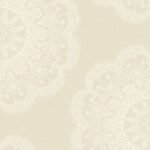 Aura Lace Medallion - Pearl and Off-White | Whites and Off Whites Medallions Wallpaper for Powder Room, Entryway, and Kitchen