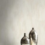 Aura Fleur-de-lis - Silver and Pearl | Warm Neutrals and Beiges Medallions Wallpaper for Office, Bedroom, and Dining Room