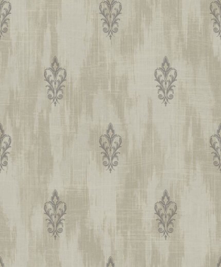 Aura Fleur-de-lis - Beige and Cream | Warm Neutrals and Beiges Medallions Wallpaper for Dining Room, Kitchen, and Accent Wall