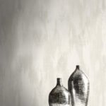 Aura Fleur-de-lis - Silver and Alabaster | Silvers and Pewters Medallions Wallpaper for Kitchen, Accent Wall, and Powder Room