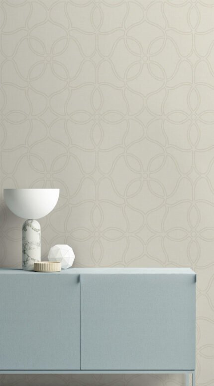Simple Persian Allover - Alabaster and Tan | Browns and Taupes Geometrics Wallpaper for Office, Accent Wall, and Entryway
