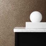 Gravel Texture - Brick and Metallic Silver | Browns and Taupes Textures Wallpaper for Living Room, Entryway, and Hallway