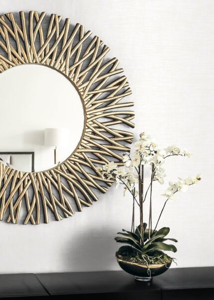 Bark Texture - Metallic Bone White | Whites and Off Whites Textures Wallpaper for Nursery, Powder Room, and Office