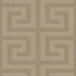 Greek Key - Khaki and Metallic Champagne | Warm Neutrals and Beiges Textures Wallpaper for Living Room, Nursery, and Entryway