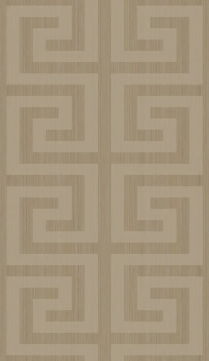 Greek Key - Khaki and Metallic Champagne | Warm Neutrals and Beiges Textures Wallpaper for Living Room, Nursery, and Entryway
