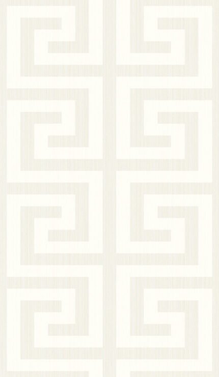 Greek Key - Metallic Pearl and Cream | Whites and Off Whites Textures Wallpaper for Powder Room, Nursery, and Entryway