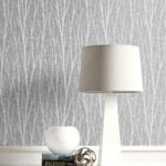 Birch - Metallic Silver and Charcoal | Silvers and Pewters Textures Wallpaper for Accent Wall, Kitchen, and Office