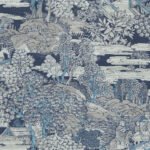 Eastern Garden | Blues Asian and Chinoiseries Wallpaper for Hallway, Nursery, and Half Bath
