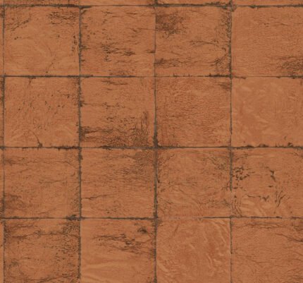Metallic Tile | Coppers and Bronzes Industrial Wallpaper for Kitchen, Entryway, and Powder Room