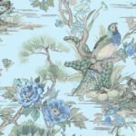 Bird Trail | Blues Florals, Botanicals and Tropicals Wallpaper for Accent Wall, Nursery, and Entryway
