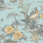 Bird Trail | Blues Florals, Botanicals and Tropicals Wallpaper for Accent Wall, Entryway, and Bedroom