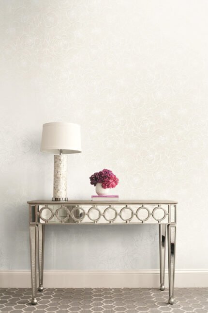 Casablanca 2 | Whites and Off Whites Florals, Botanicals and Tropicals Wallpaper for Hallway, Living Room, and Kitchen