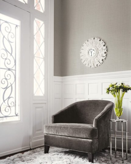 Woven Raffia 27 - Light Pewter | Silvers and Pewters Textures Wallpaper for Hallway, Powder Room, and Entryway