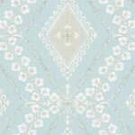 Charleston Classical Trellis | Aquas and Teals Damasks and Scrolls Wallpaper for Living Room, Accent Wall, and Hallway