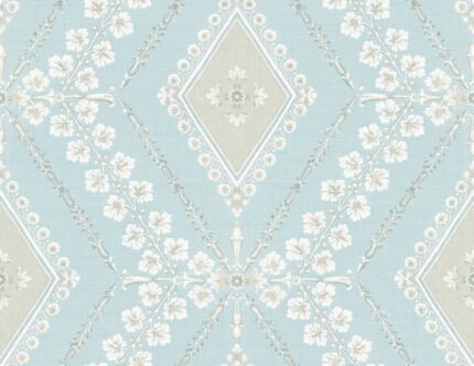 Charleston Classical Trellis | Aquas and Teals Damasks and Scrolls Wallpaper for Living Room, Accent Wall, and Hallway