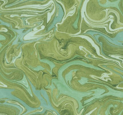Oil on Water | Greens Abstracts Wallpaper for Office, Kitchen, and Hallway