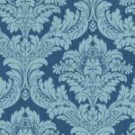 Charleston Damask | Aquas and Teals Damasks and Scrolls Wallpaper for Powder Room, Half Bath, and Dining Room