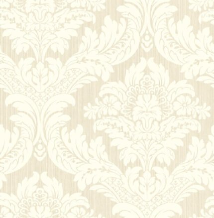 Charleston Damask | Warm Neutrals and Beiges Damasks and Scrolls Wallpaper for Hallway, Half Bath, and Office