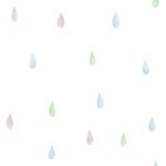 Raindrops - Pink, Blue, and Green | Multicolors Children and Nursery Wallpaper for Kitchen, Office, and Half Bath