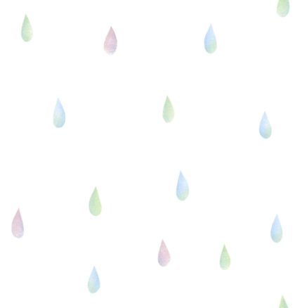 Raindrops - Pink, Blue, and Green | Multicolors Children and Nursery Wallpaper for Kitchen, Office, and Half Bath