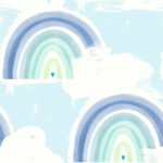 Rainbows - Blue and Green | Aquas and Teals Children and Nursery Wallpaper for Powder Room, Kitchen, and Living Room