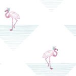 Dancing Flamingo - Fuchsia and Teal | Blues Children and Nursery Wallpaper for Bedroom, Nursery, and Office