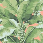 Paradisio Palm - Coral | Greens Florals, Botanicals and Tropicals Wallpaper for Office, Half Bath, and Bedroom