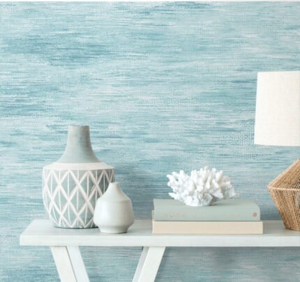 Soliloquy - Aqualine | Aquas and Teals Textures Wallpaper for Powder Room, Bedroom, and Dining Room