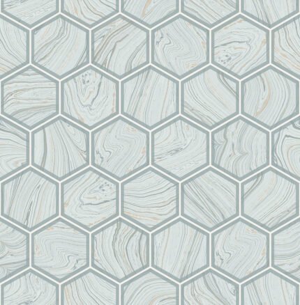 Daisy Indigo - Aqua | Aquas and Teals Geometrics Wallpaper for Office, Accent Wall, and Entryway