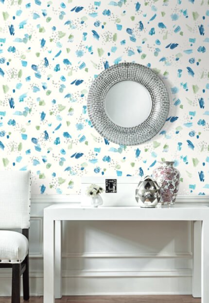 Painter's Palette - Blue | Blues Abstracts Wallpaper for Nursery, Dining Room, and Entryway