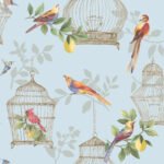 Audubon - Sky Blue | Blues Animals, Birds and Insects Wallpaper for Kitchen, Powder Room, and Living Room